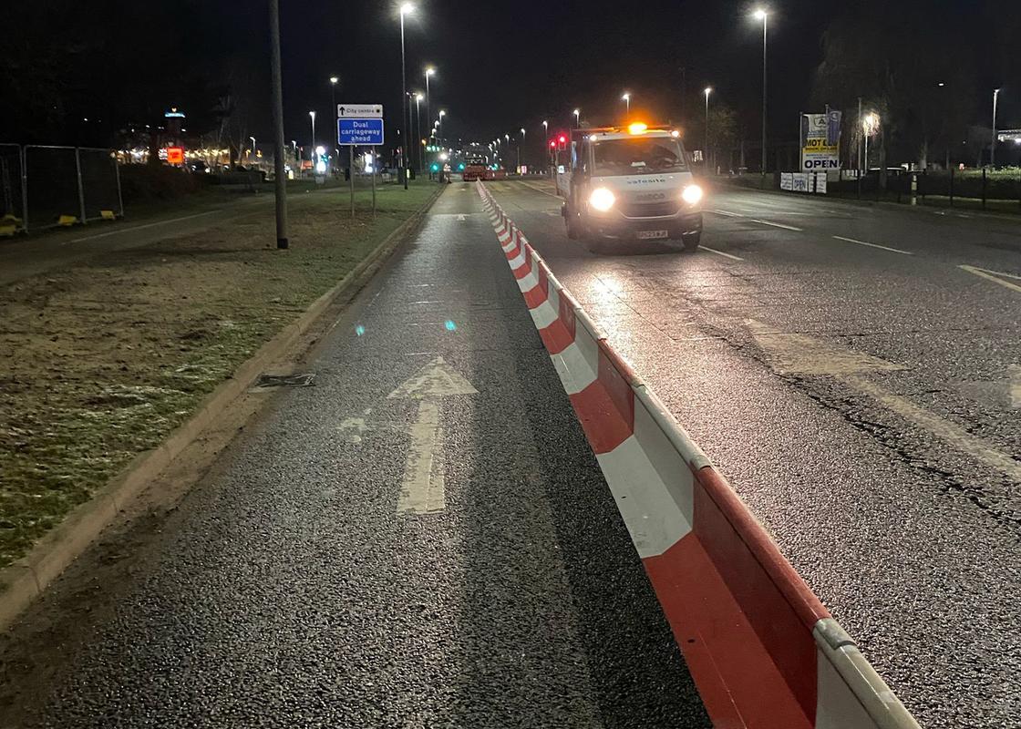 manta barrier installation on road way