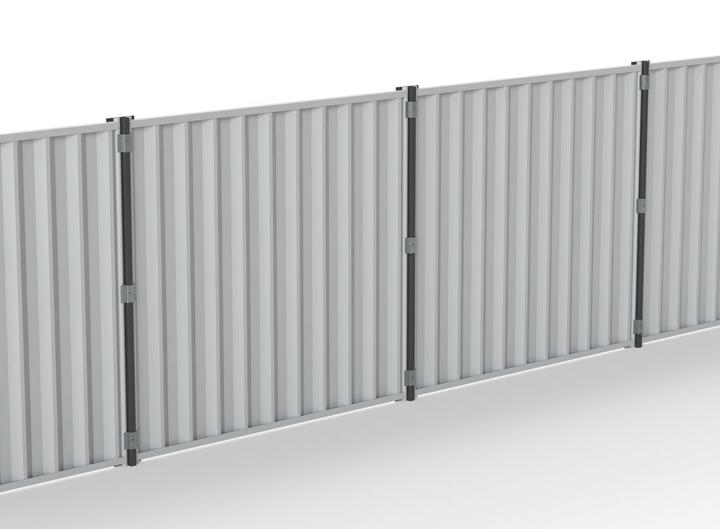 Steel hoarding in row