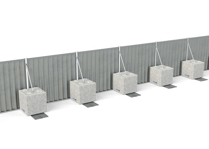 On Ground Steel Hoarding with LG4 Legato Concrete Block Ballast