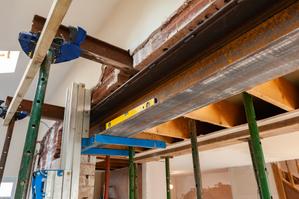 Acrow props supporting a concreted ceiling