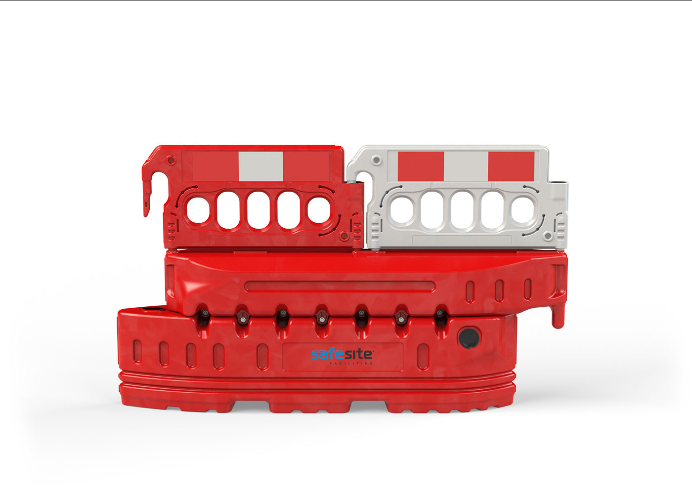 A line of CityWall Barriers with Mini Topper Panels fixed to the barriers