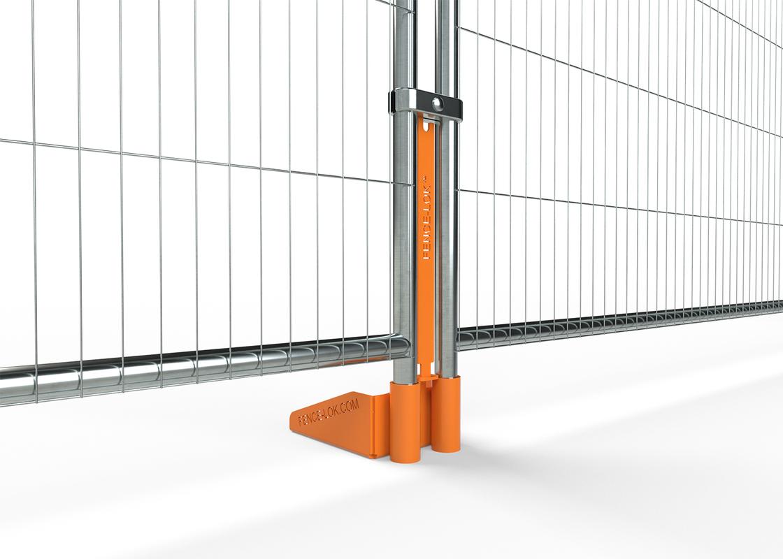 Closeup rear view of Fence-Lok attached to Mesh fencing in place