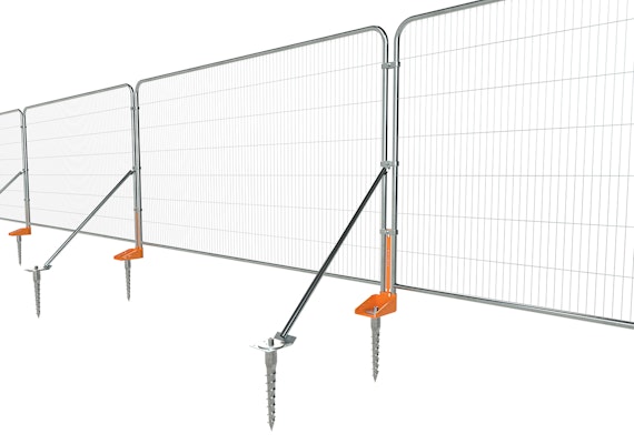 Line of Fence-Lok attached to Mesh fencing with stabilisation
