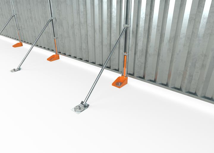 Line of Fence-Lok attached to hoarding with stabilisation