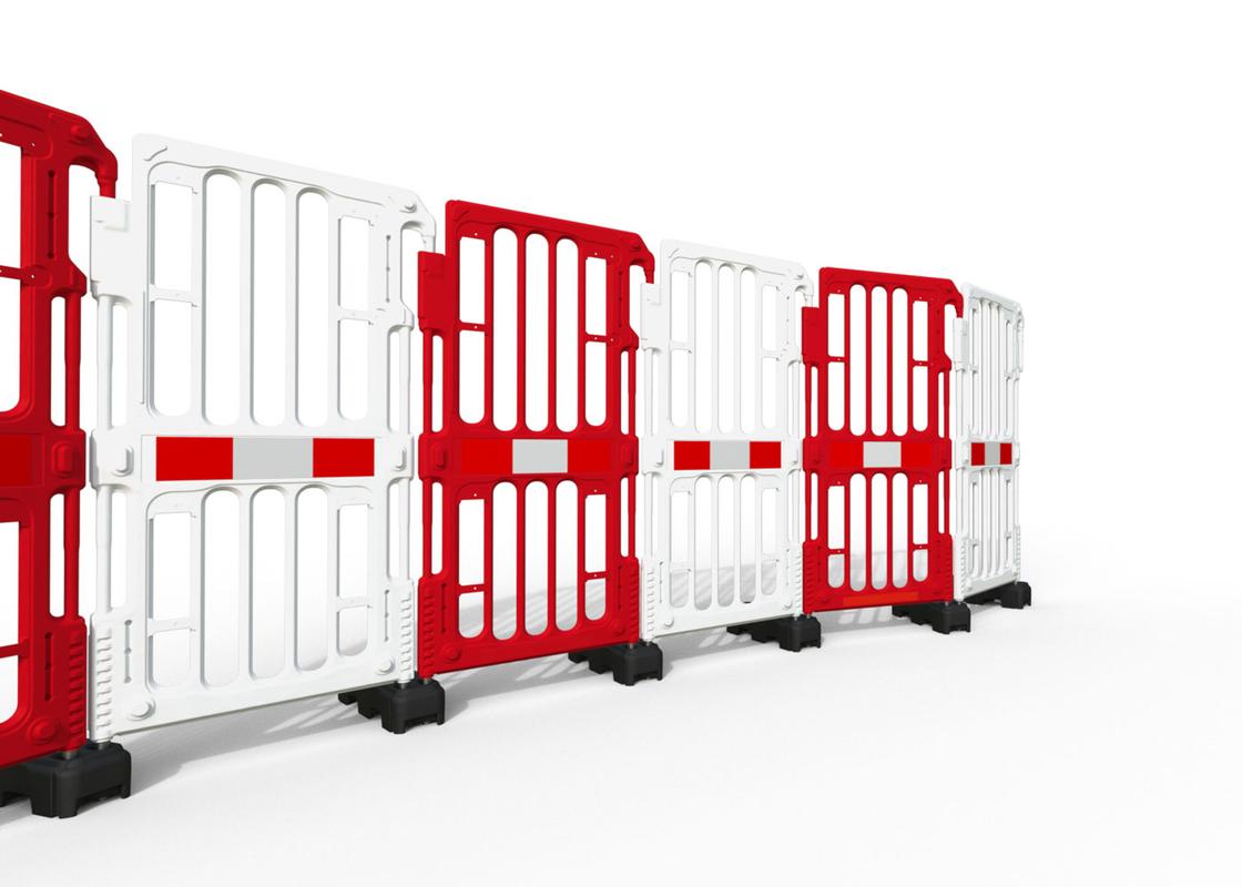 Red and White V-Fence street works barrier straight setup
