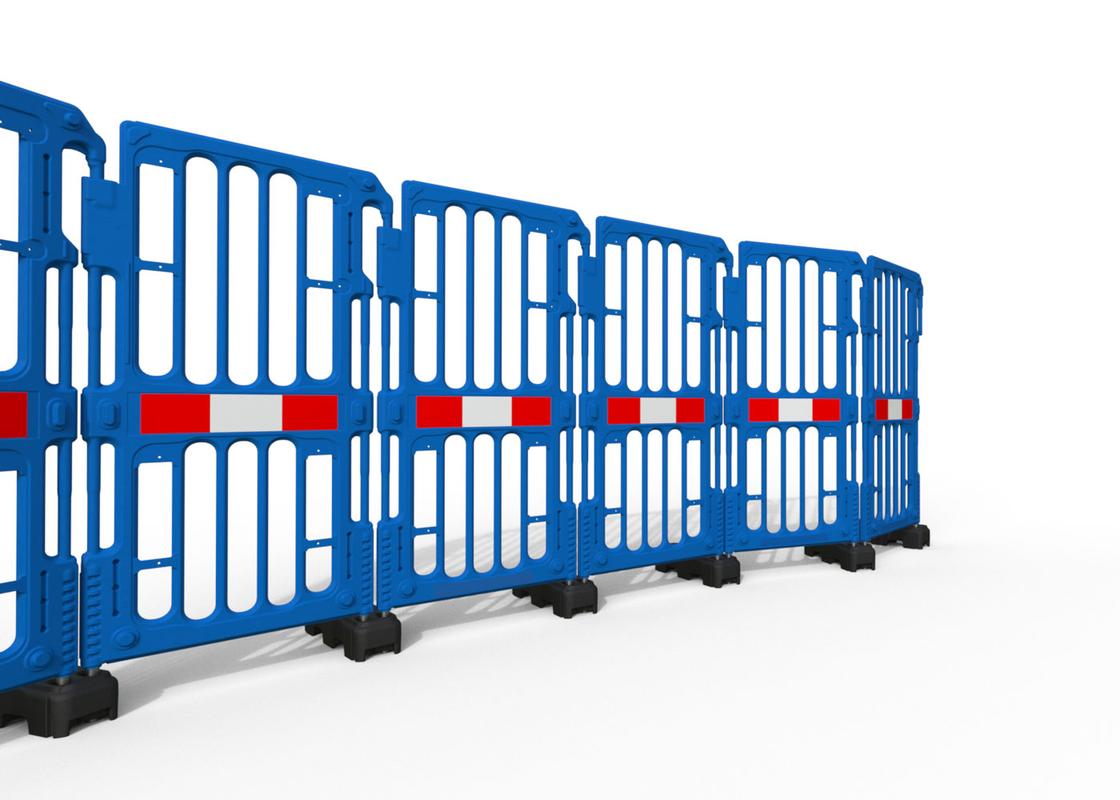 Blue V-Fence street works barrier straight setup