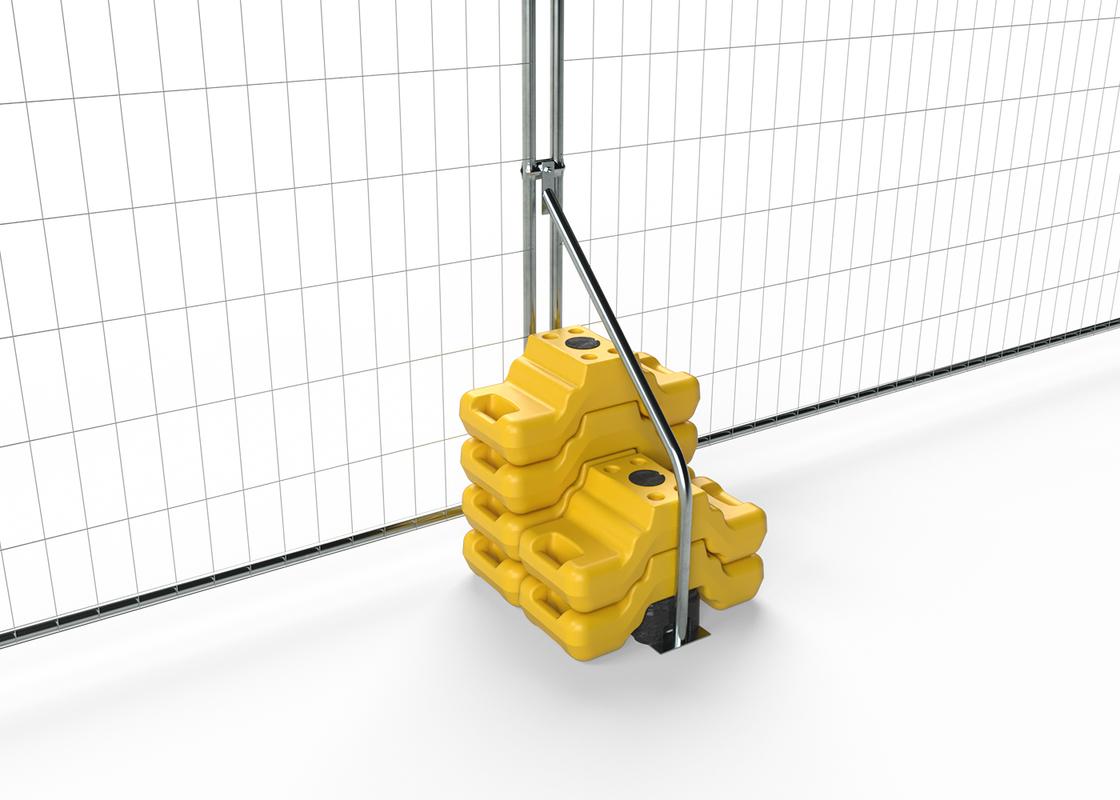 stepped ballast block stacked on rubber foot with stabilisation with fencing