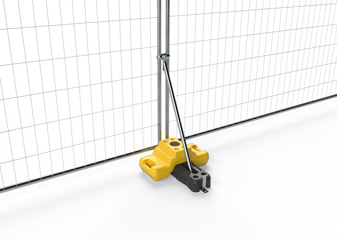 stepped ballast block stacked on rubber foot with stabilisation with fencing