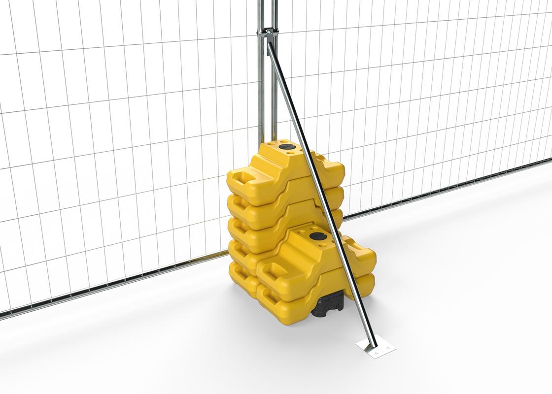 stepped ballast block stacked on rubber foot with stabilisation with fencing