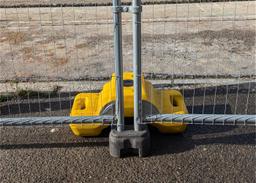 stepped ballast block with fencing in public street-works