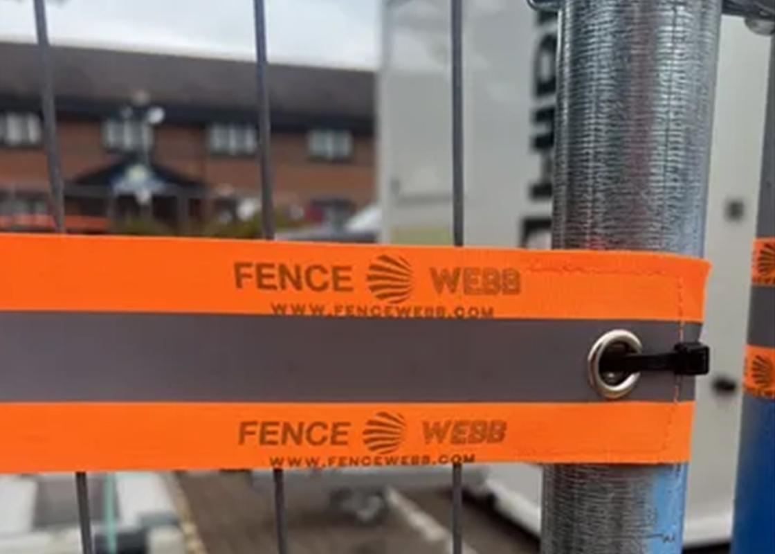 Fence Webb Reflective Tape on Heras Fencing