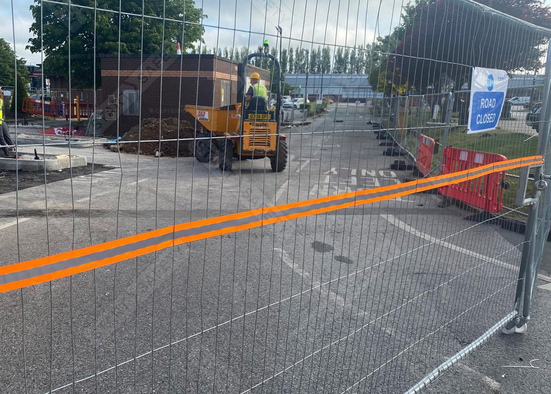 Fence Webb Reflective Tape on Heras Fencing