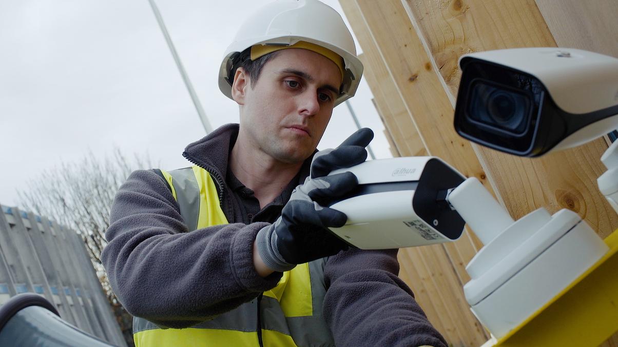 temporary cctv being installed