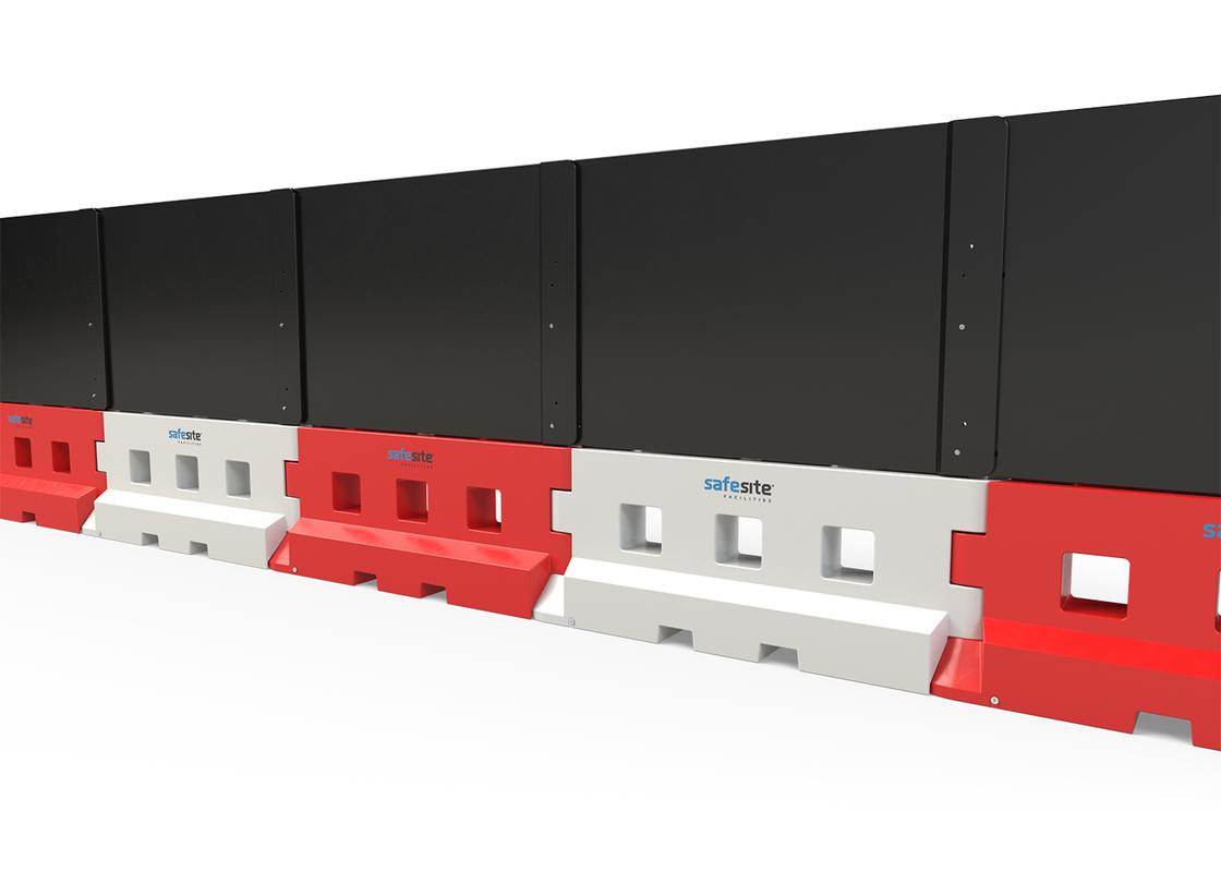 barrier hoard attached to a line of GB2 water filled barriers