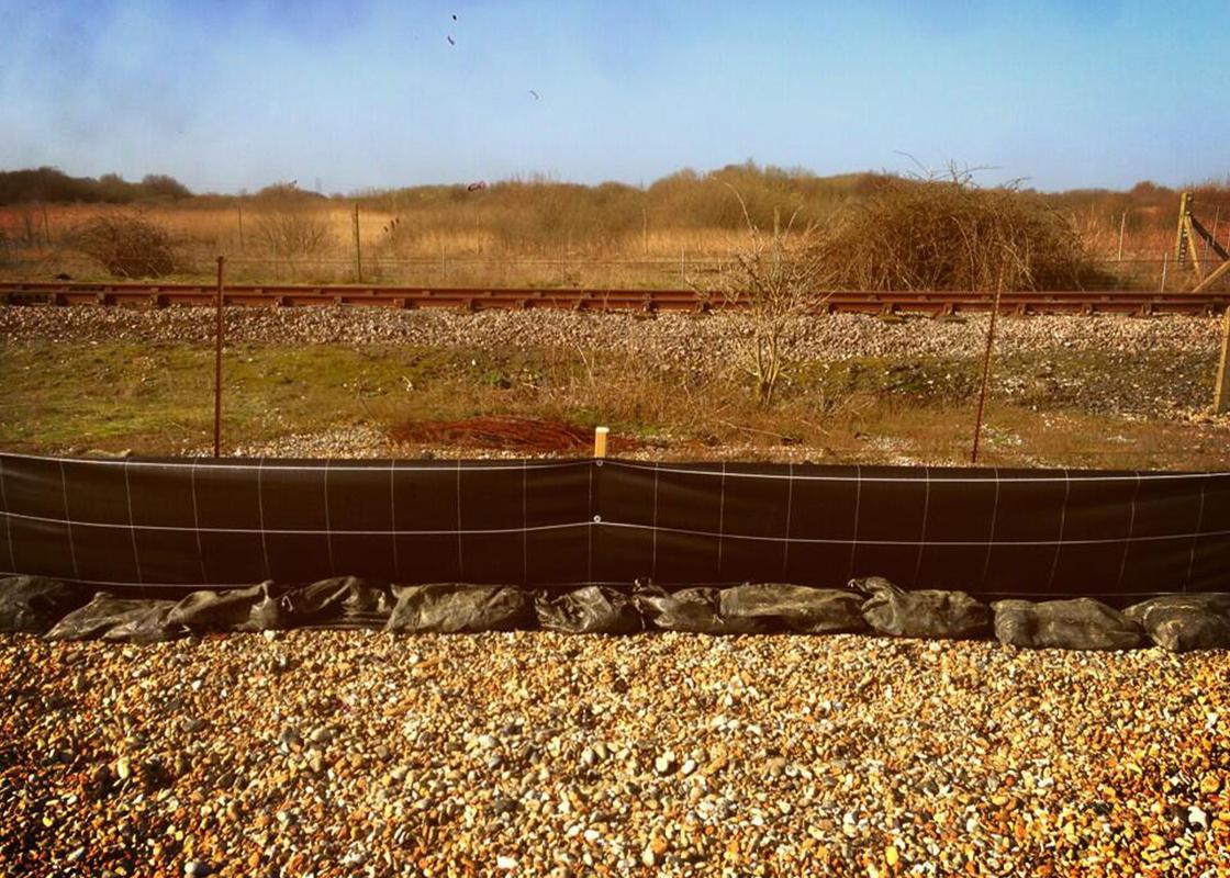 Woven Temporary Newt Fence installed