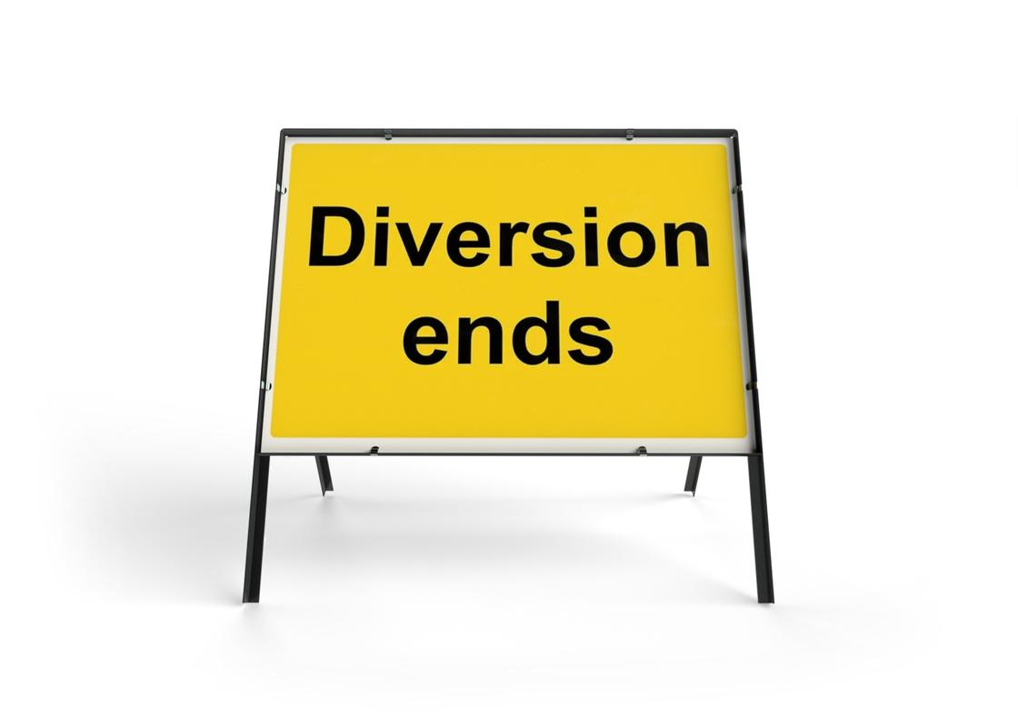 Road Safety Sign Diversion Ends