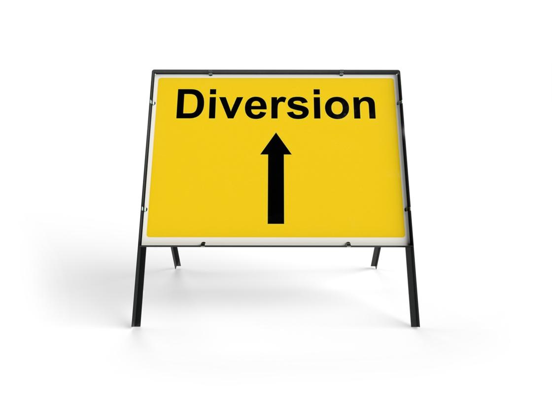 Road Safety Sign Diversion Up