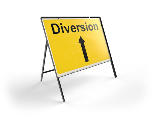 Diversion Up Temporary Road Sign With Frame – 1050 x 750mm