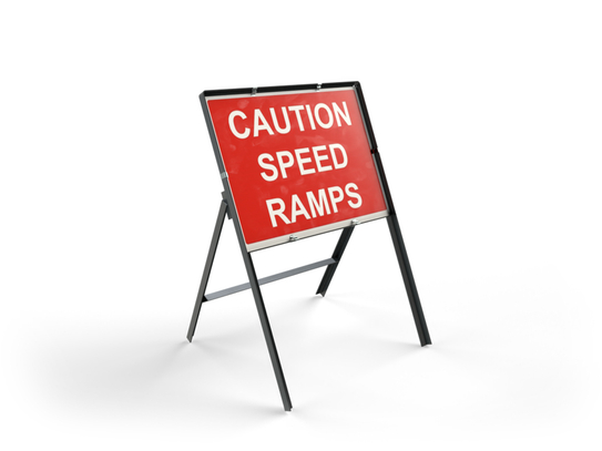 Caution Speed Ramps Temporary Construction Site Sign With Frame – 600 x 450mm