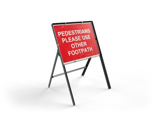Pedestrians Please Use Other Footpath Temporary Construction Site Sign With Frame – 600 x 450mm