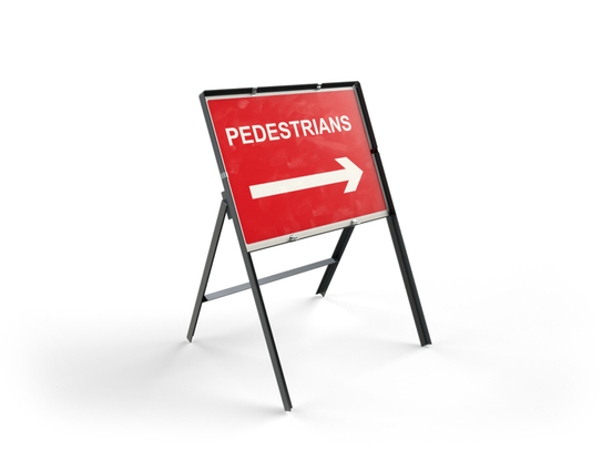 Pedestrians Right Temporary Construction Site Sign With Frame – 600 x 450mm