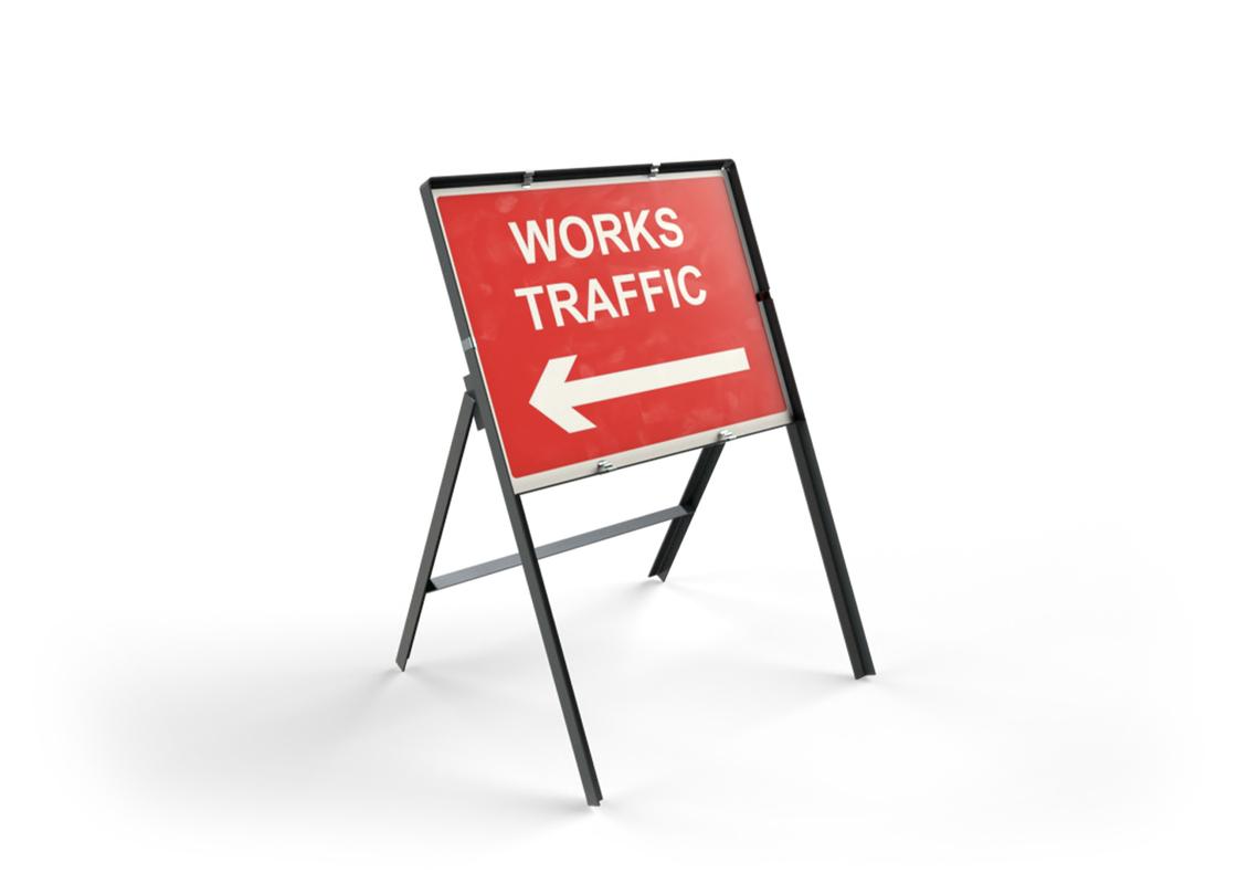 Road Safety Sign Works Traffic Left