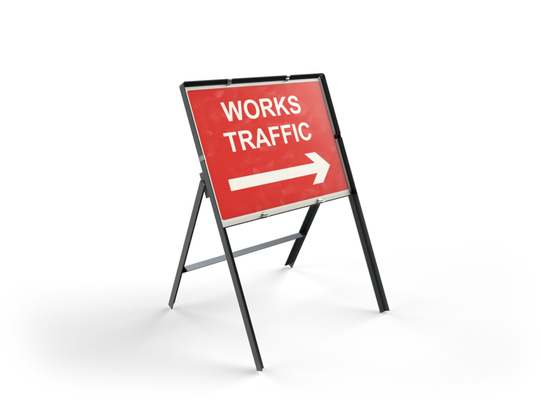 Works Traffic Right Temporary Road Sign With Frame – 600 x 450mm