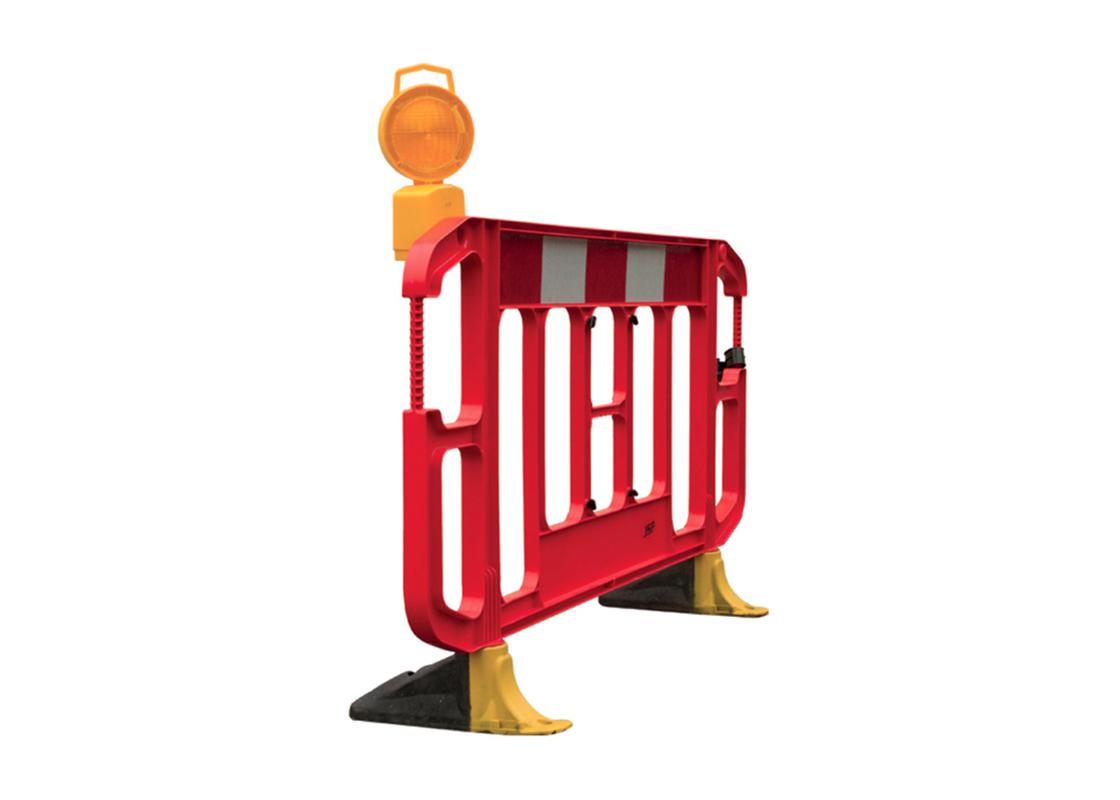 Maxilite Traffic Cone Amber Lens attached to Titan Chapter 8 Barrier