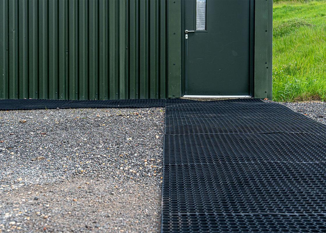 rubber grass mats used as a pathway