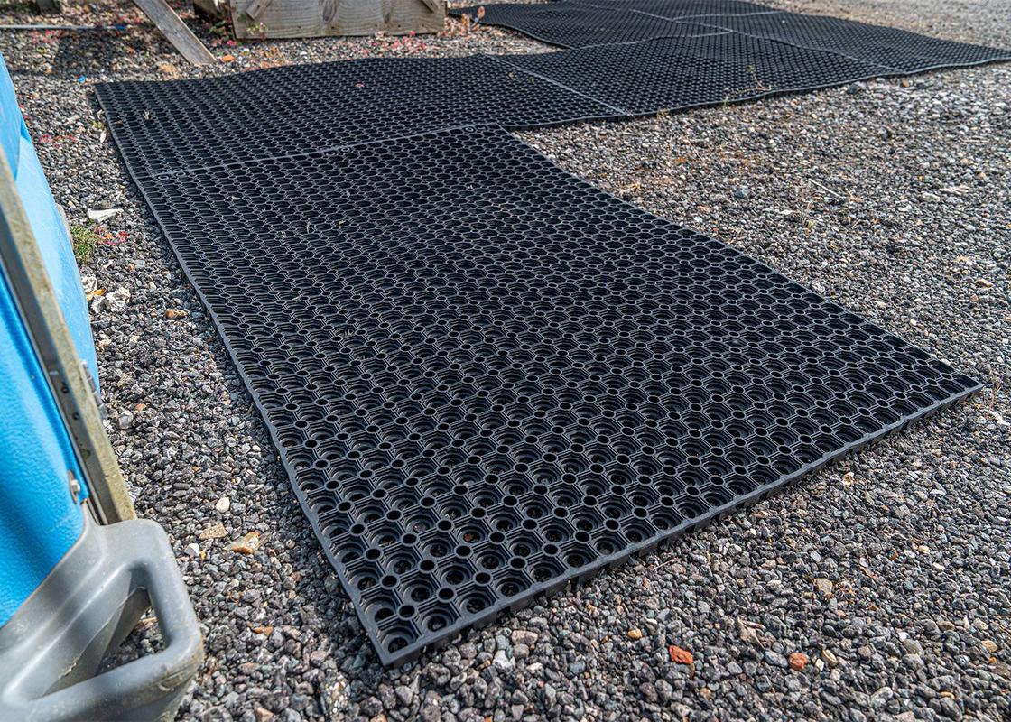 rubber grass mats used as a pathway