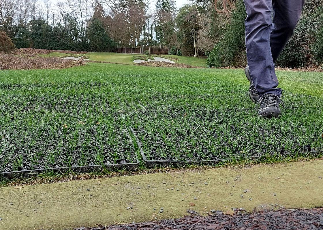rubber grass mat of installed in grass