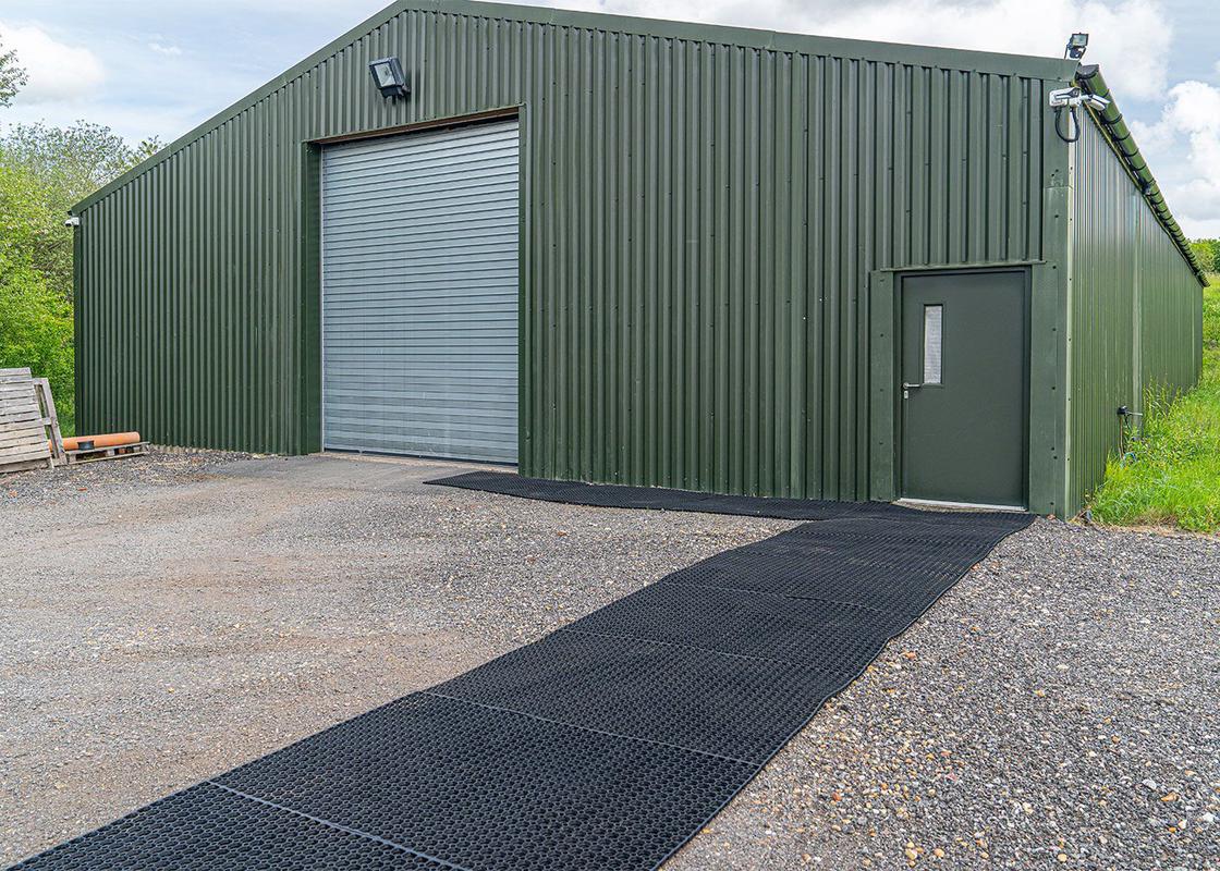 rubber grass mats used as a pathway