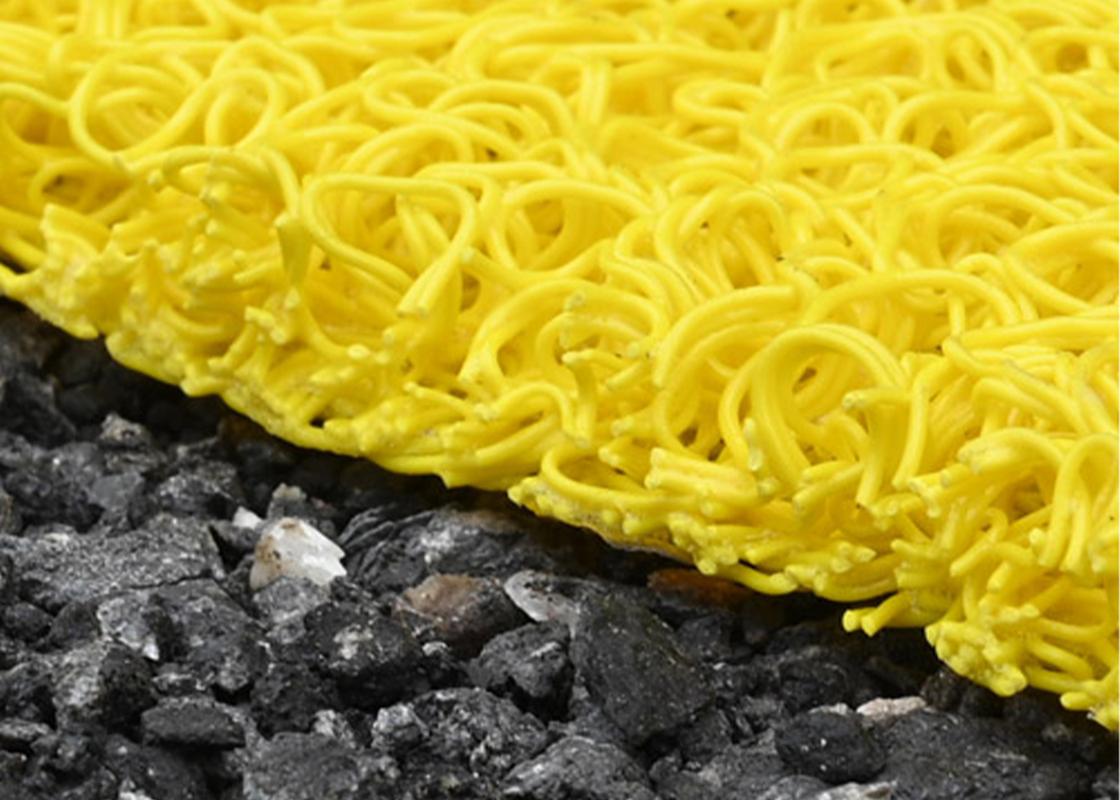 closeup of spaghetti ground protection mats used on construction site