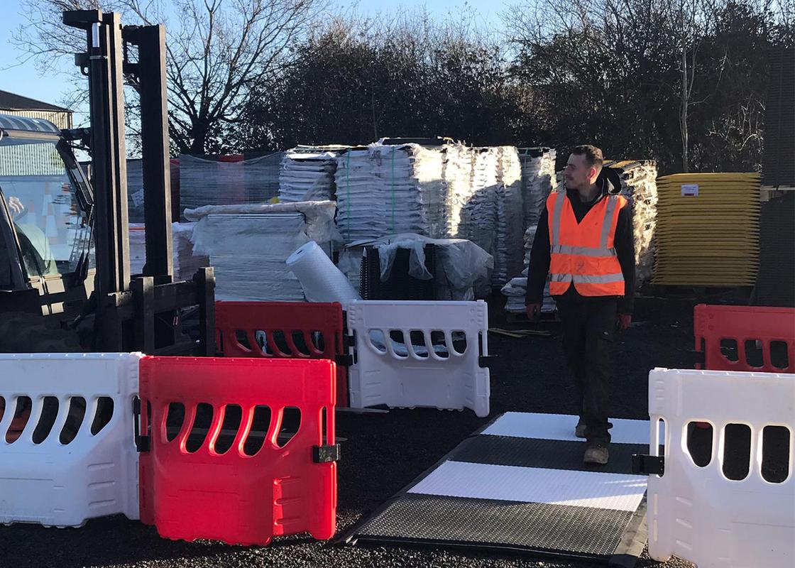 Temporary Walkway Matting in use