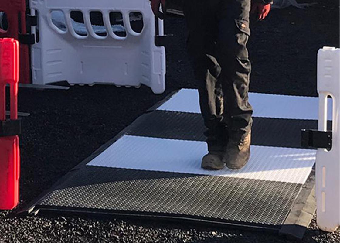 Temporary Walkway Matting in use