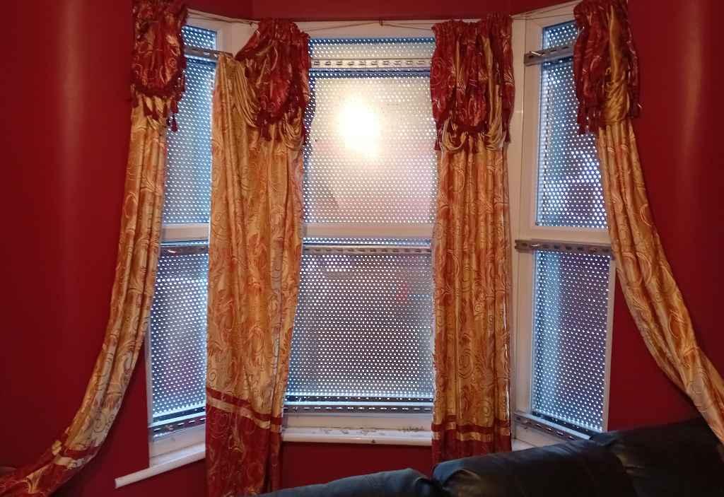 bay window - steel screen sheeting installed, picture took from inside house