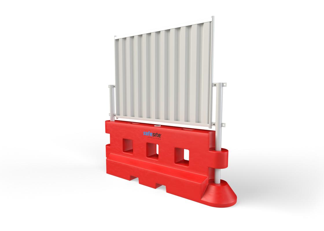 Single of GB2 water filled barriers with hoarding