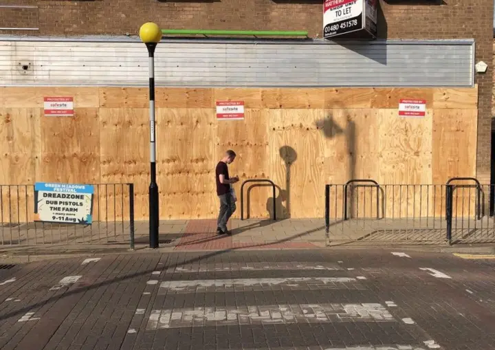 Timber boarding up in Manchester