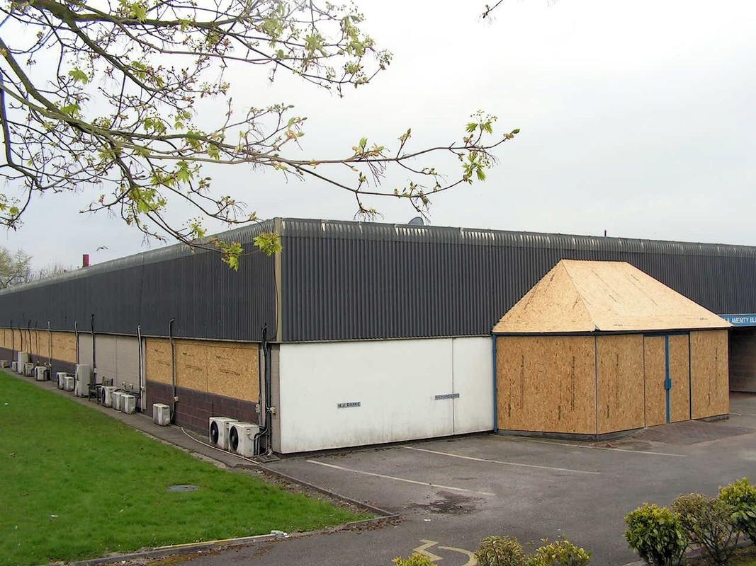 Wooden boarding up of factory