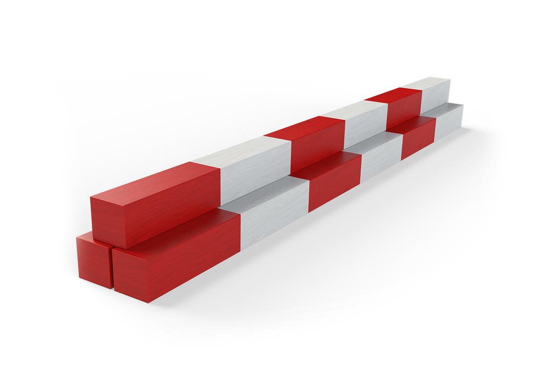 baulk timber stacked red and white