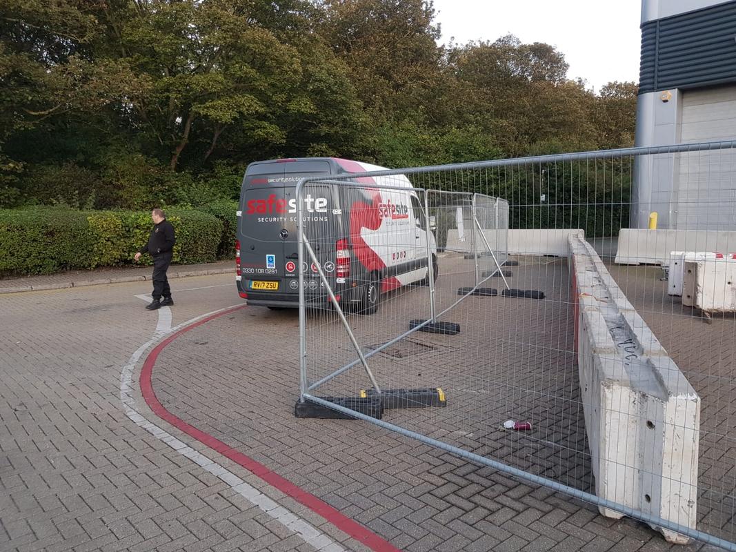 concrete blocks, fencing and Security Solutions van