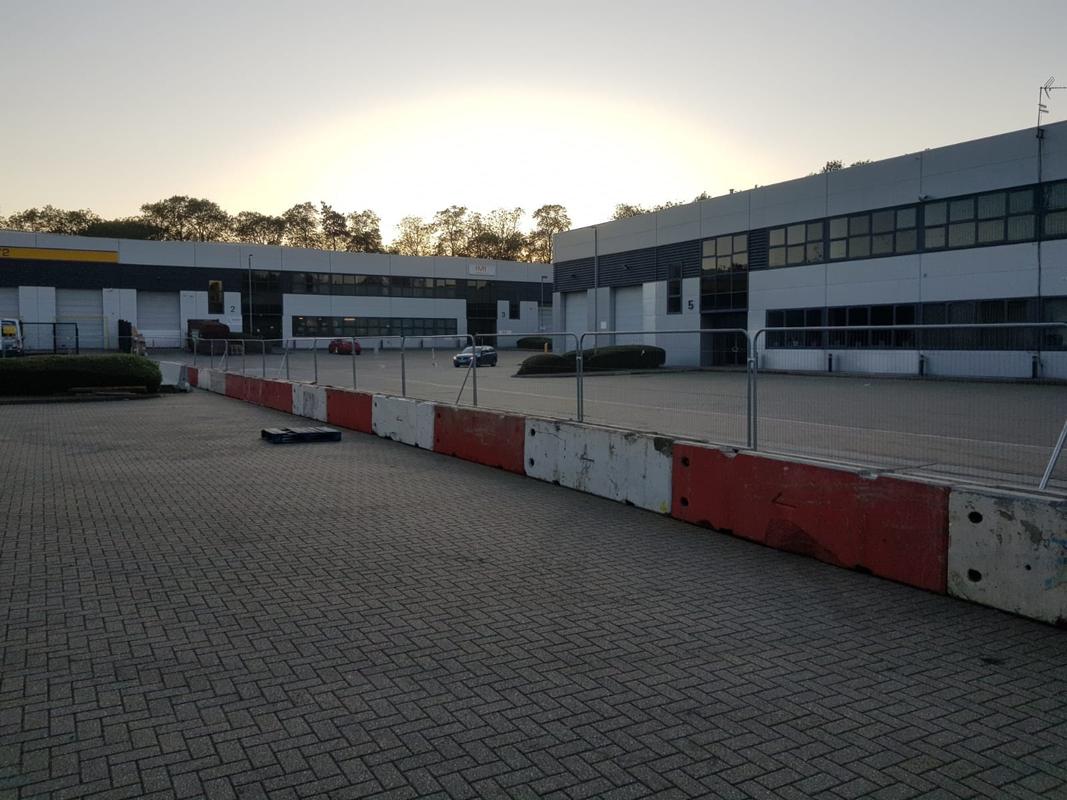 red and white concrete blocks