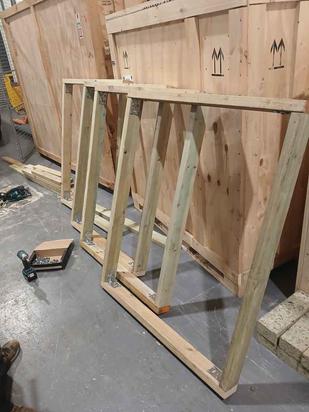 timber window frames made in warehouse
