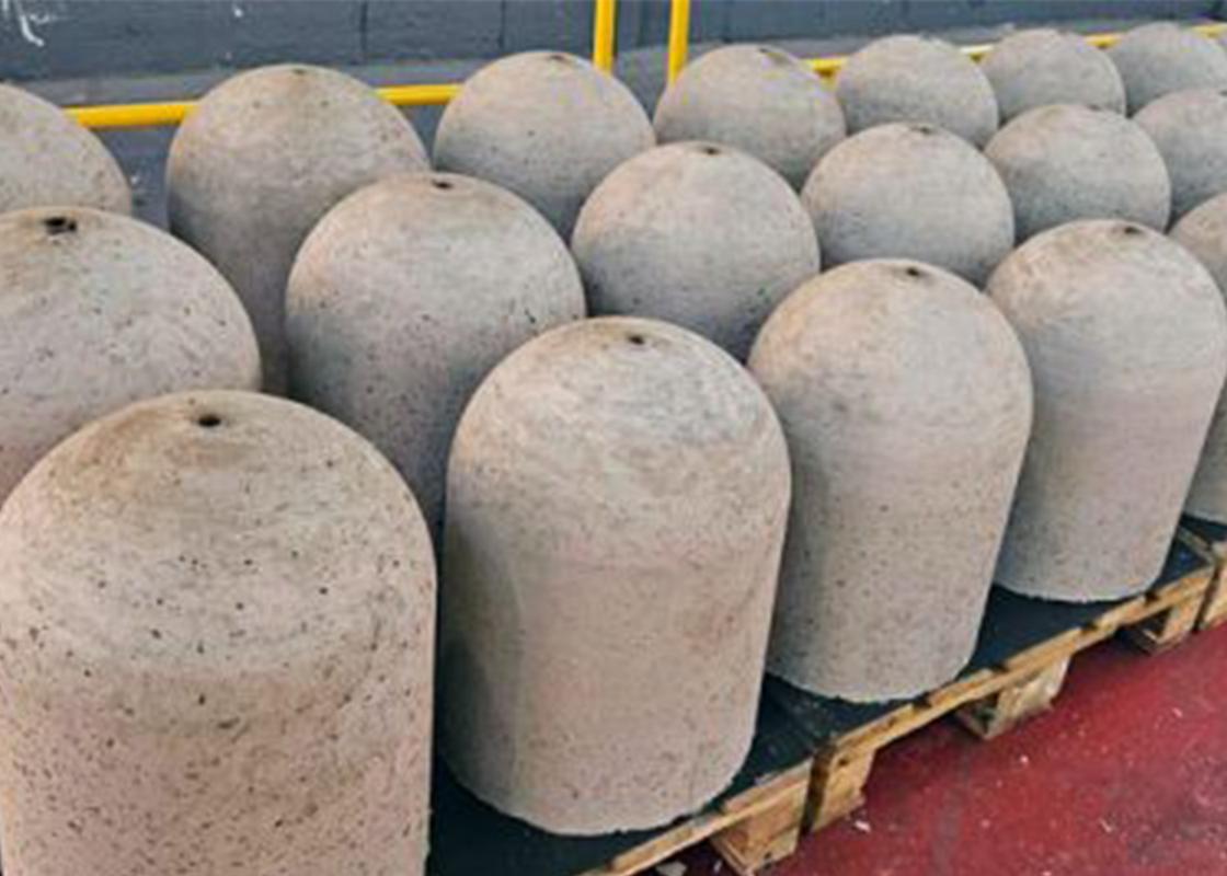 group of concrete stub bollards