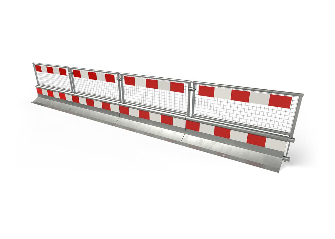 manta galvanised hi-vis-barriers attached with pedestrian hi-vis fencing