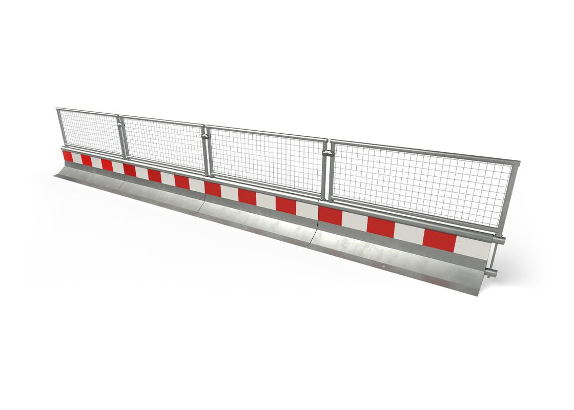 manta galvanised hi-vis-barriers attached with pedestrian fencing