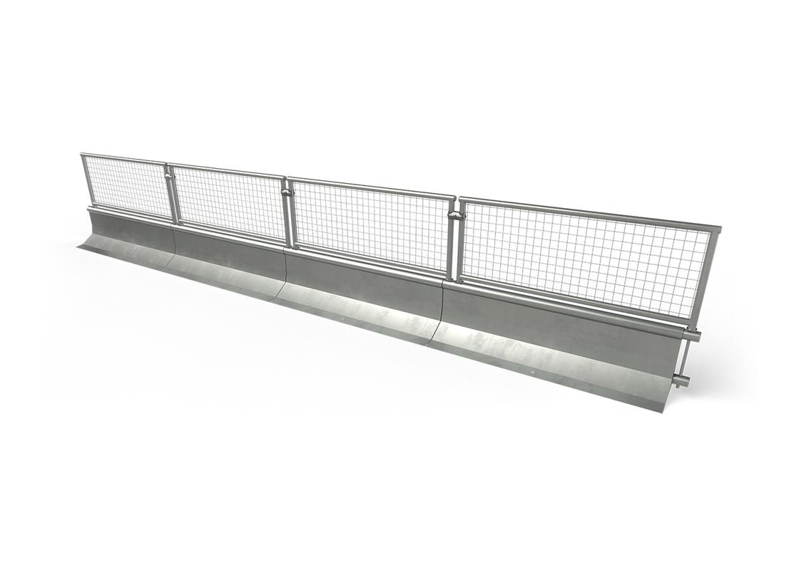 manta galvanised barriers attached with pedestrian fencing
