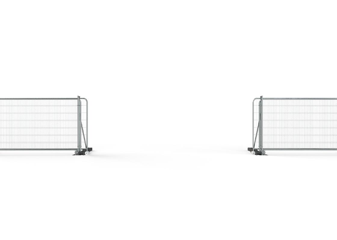 6m sliding vehicle access gate attached to temporary heras fencing - fully open