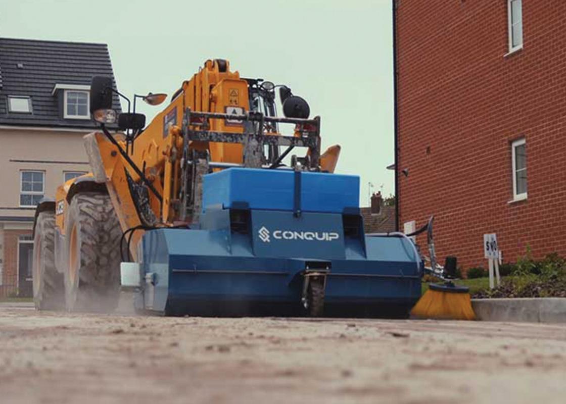 powerbrush forklift sweeper on site