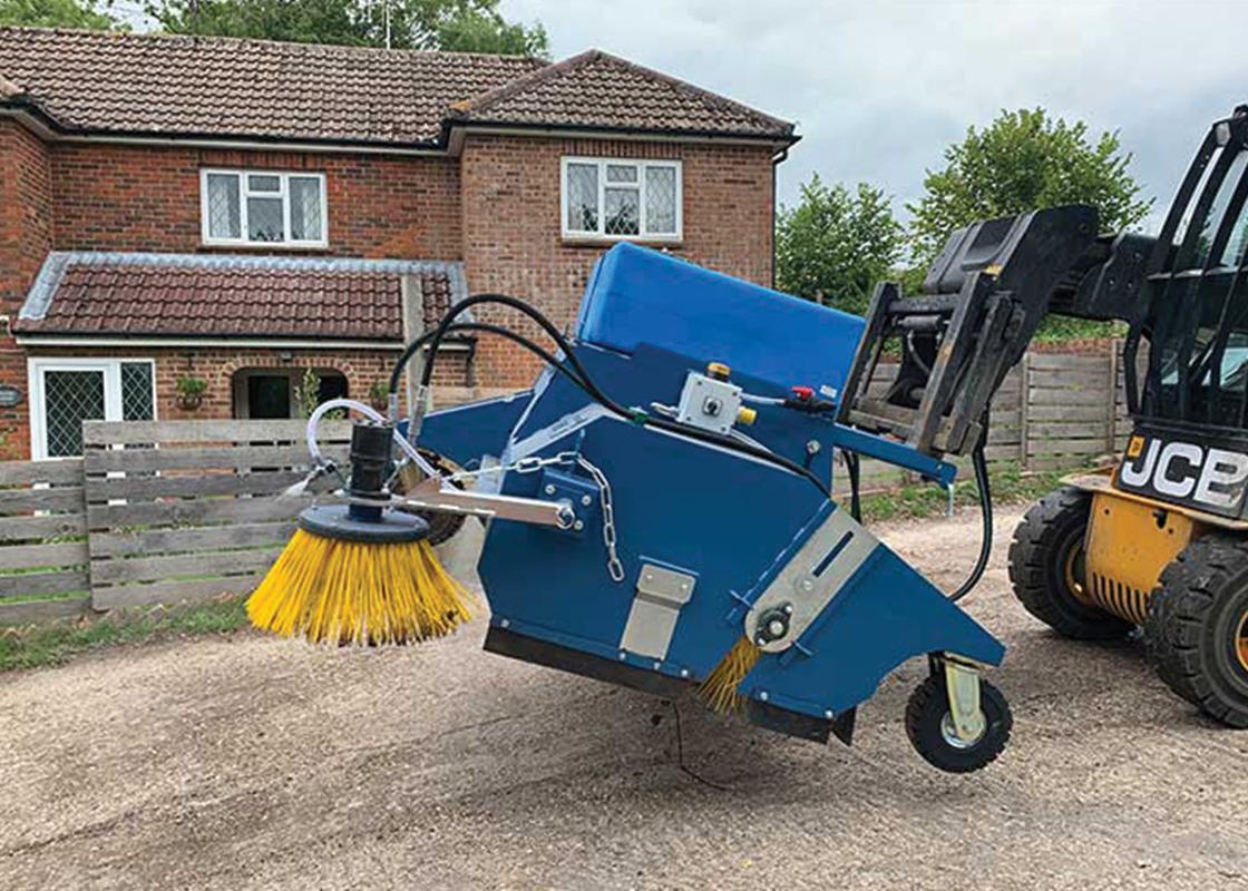 powerbrush forklift sweeper on site